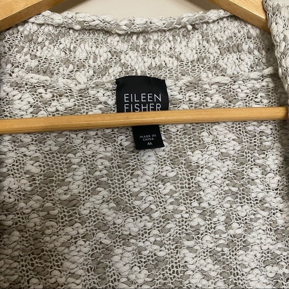 Eileen Fisher Open Front Textured Silk Blend Cardigan Lagenlook - Picture 7 of 7